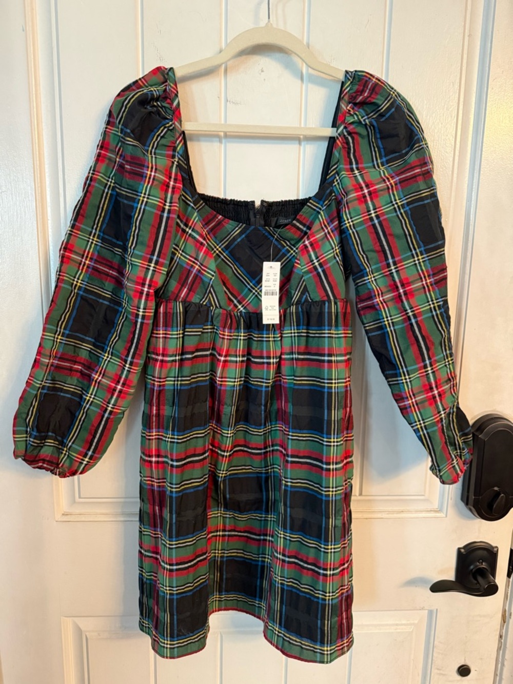 J. Crew Red and Green green plaid mini dress